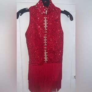Beautiful Balera red sequin Dancewear medium adult body suit one piece